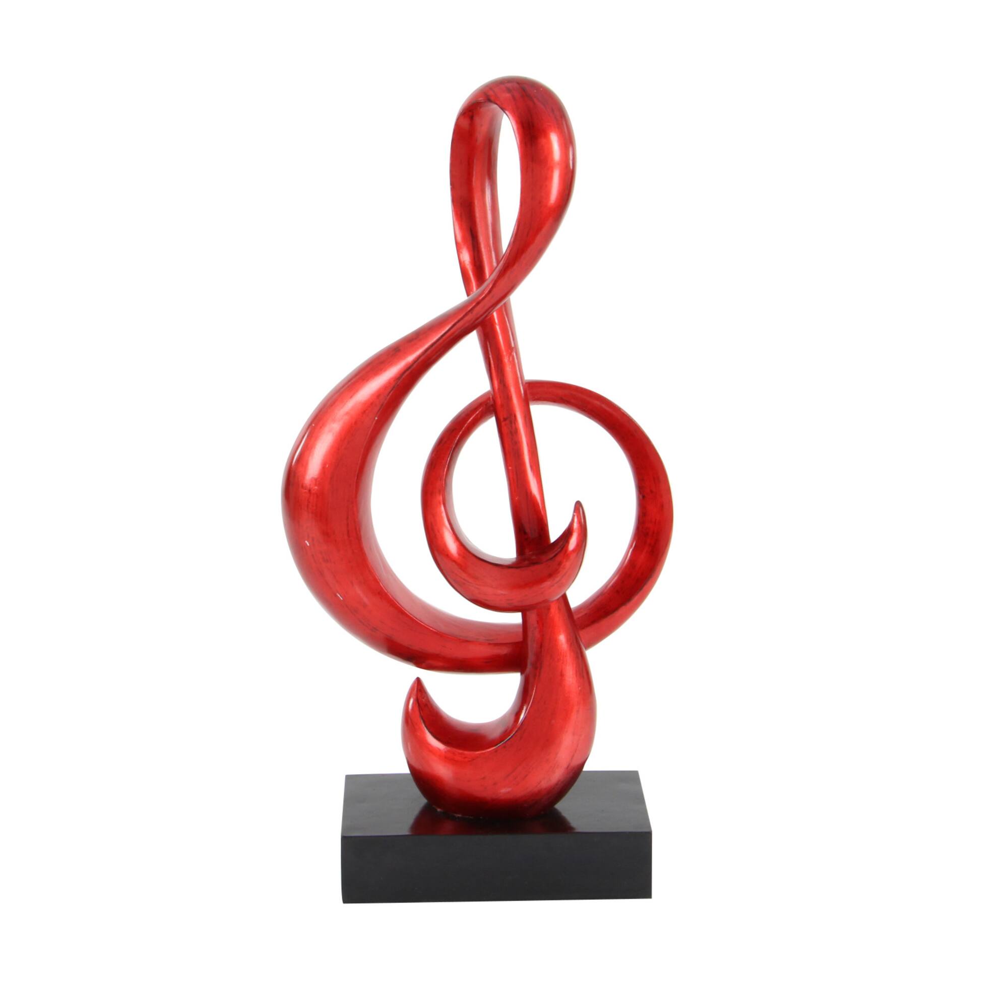 33" Red Polystone Contemporary Abstract Sculpture